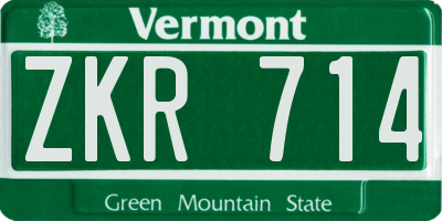 VT license plate ZKR714