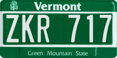 VT license plate ZKR717