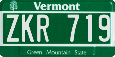 VT license plate ZKR719