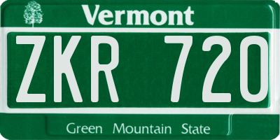 VT license plate ZKR720