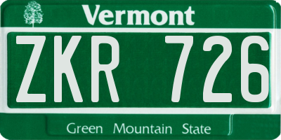 VT license plate ZKR726