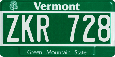 VT license plate ZKR728