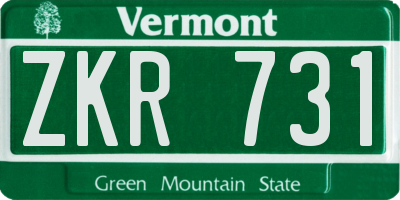VT license plate ZKR731
