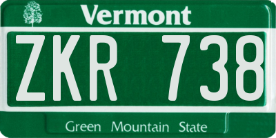 VT license plate ZKR738