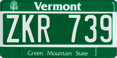 VT license plate ZKR739