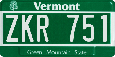 VT license plate ZKR751