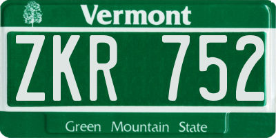 VT license plate ZKR752
