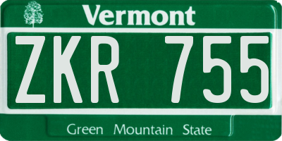 VT license plate ZKR755