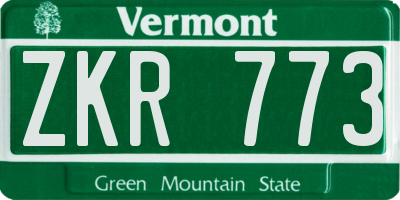 VT license plate ZKR773