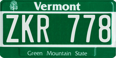 VT license plate ZKR778