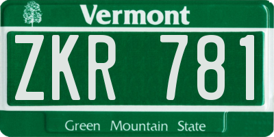 VT license plate ZKR781