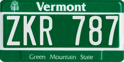 VT license plate ZKR787