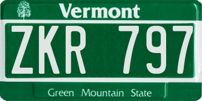 VT license plate ZKR797
