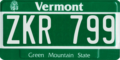 VT license plate ZKR799