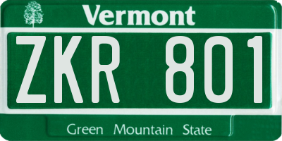 VT license plate ZKR801