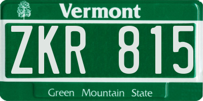 VT license plate ZKR815