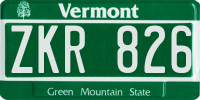 VT license plate ZKR826