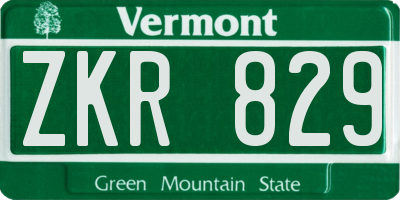 VT license plate ZKR829