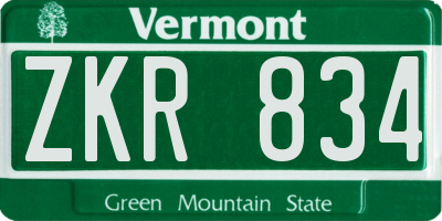 VT license plate ZKR834
