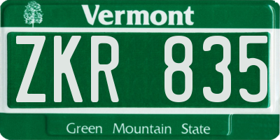 VT license plate ZKR835