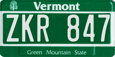 VT license plate ZKR847