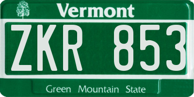 VT license plate ZKR853