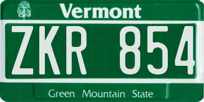 VT license plate ZKR854