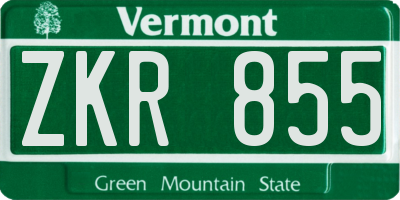 VT license plate ZKR855
