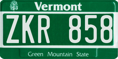 VT license plate ZKR858