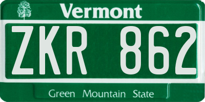 VT license plate ZKR862