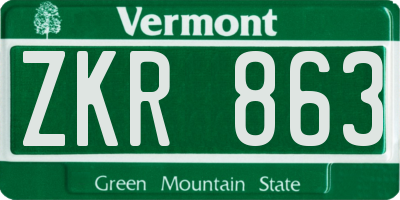 VT license plate ZKR863