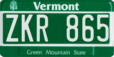 VT license plate ZKR865