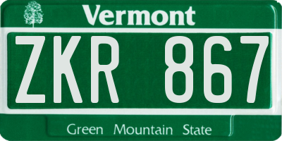 VT license plate ZKR867