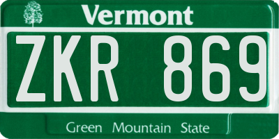 VT license plate ZKR869