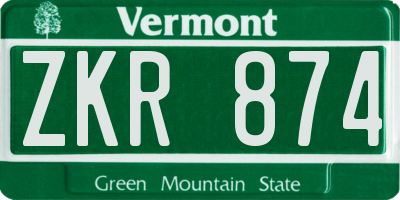 VT license plate ZKR874