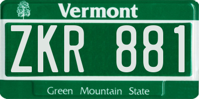 VT license plate ZKR881