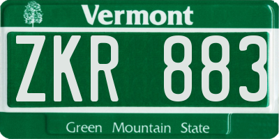 VT license plate ZKR883