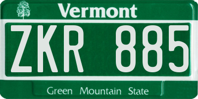 VT license plate ZKR885