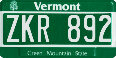 VT license plate ZKR892