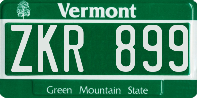 VT license plate ZKR899