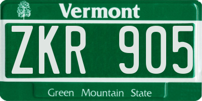 VT license plate ZKR905