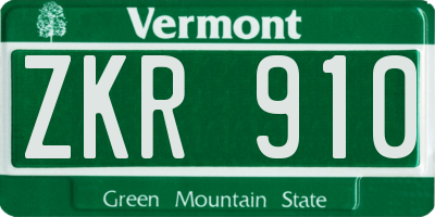 VT license plate ZKR910