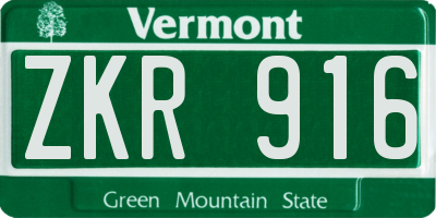 VT license plate ZKR916