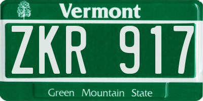 VT license plate ZKR917
