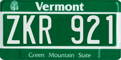 VT license plate ZKR921