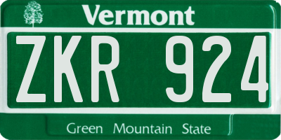 VT license plate ZKR924