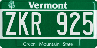 VT license plate ZKR925