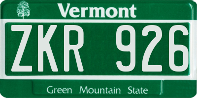 VT license plate ZKR926