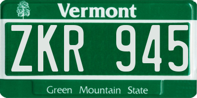 VT license plate ZKR945