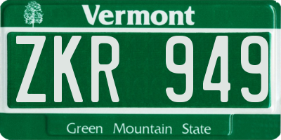 VT license plate ZKR949